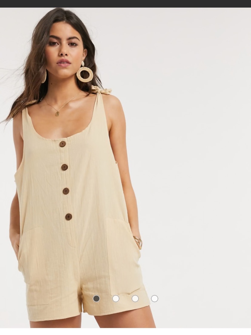 ASOS design button front dungarees in cotton-linen blend, size 8